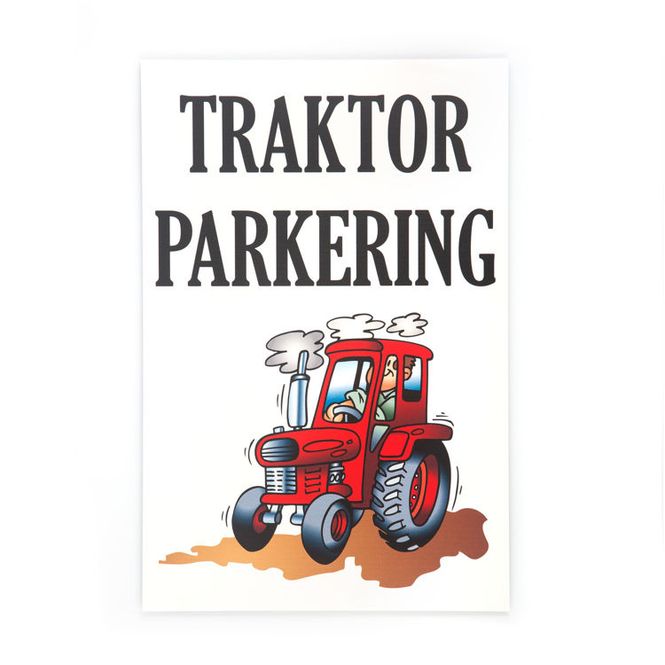 Hovedbilde Traktorparkering skilt med motiv