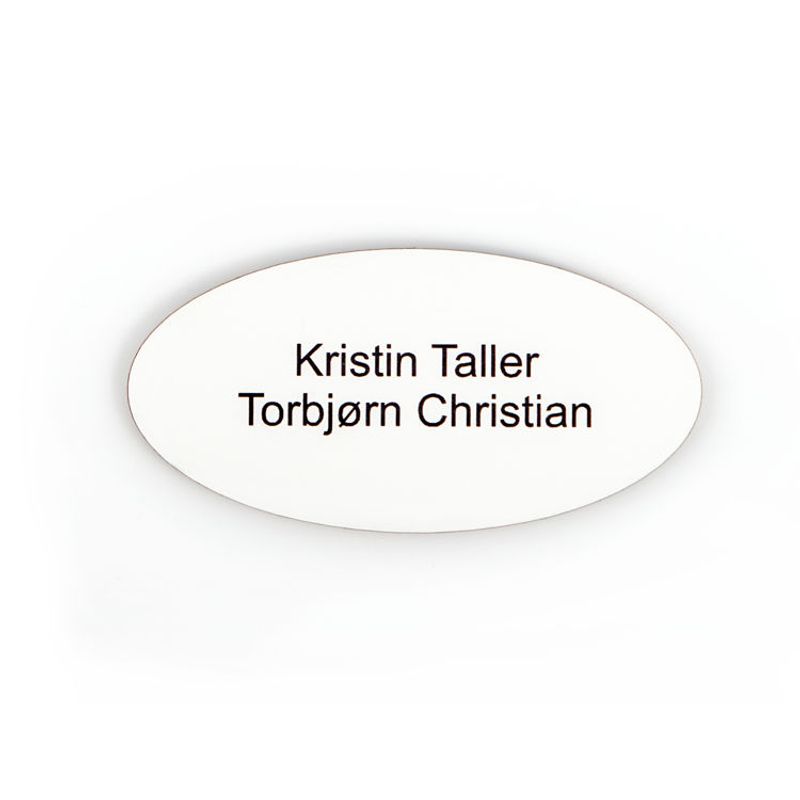 Postkasseskilt -ovalt i plast      5x10 cm