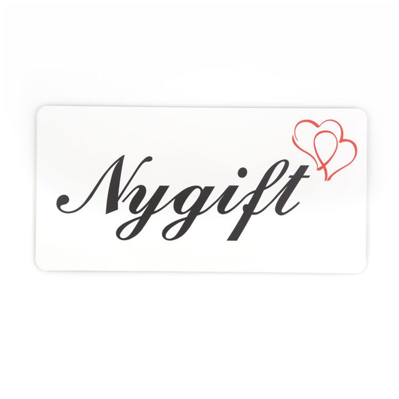 Nygiftskilt hvit plate 15x30 cm