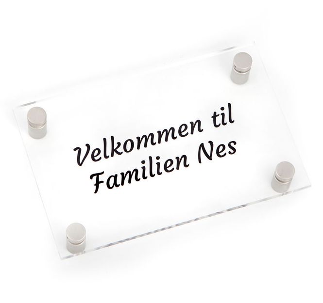 Hovedbilde Dørskilt i klar akryl med avst.stk. i aluminium ...
