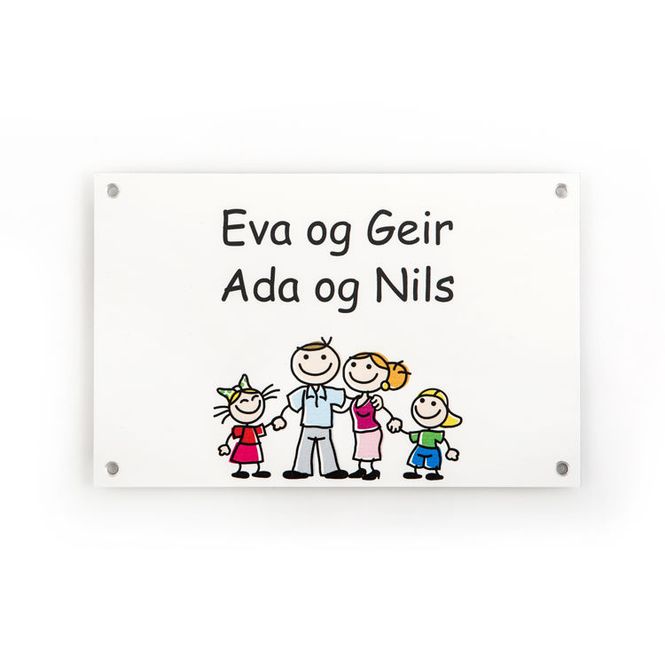 Hovedbilde Dørskilt med familie   11x17 cm