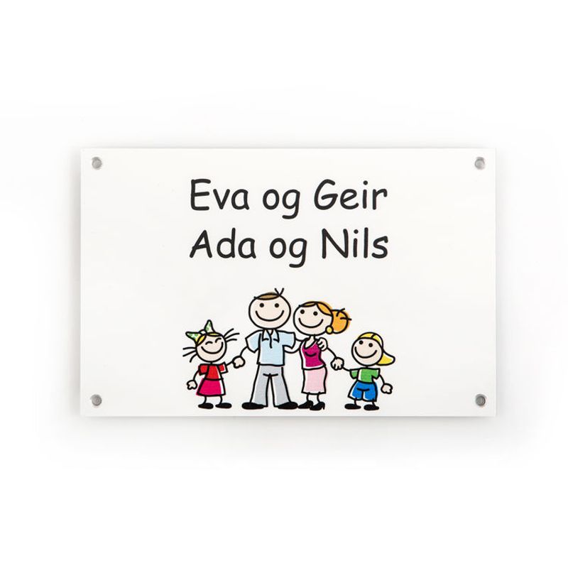 Dørskilt med familie   11x17 cm