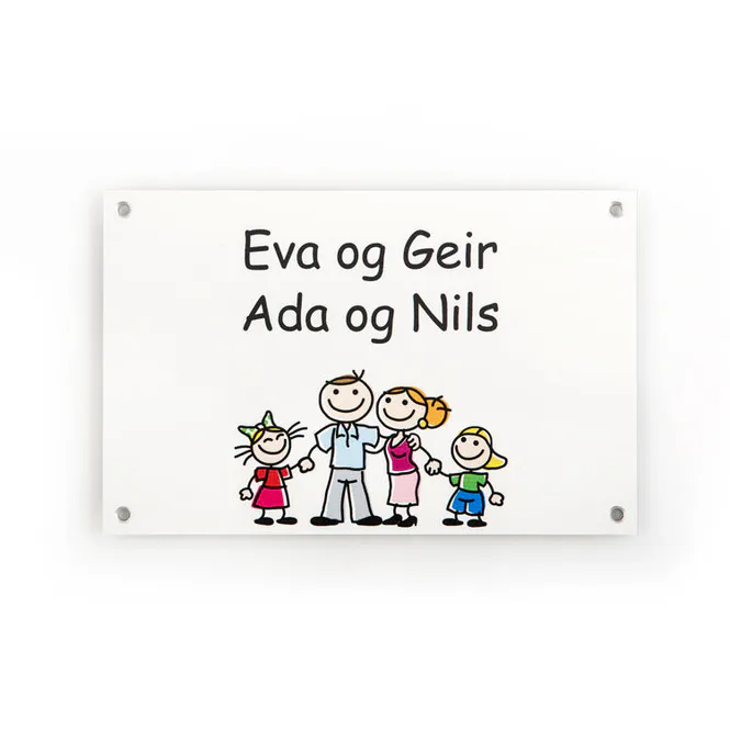 Hovedbilde Dørskilt med familie   11x17 cm