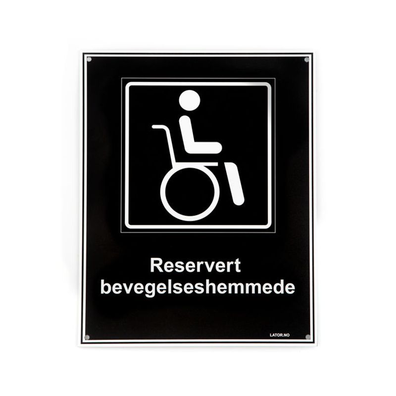 Privatrettslig skilt -reservert bevegelseshemmede 20x25 cm