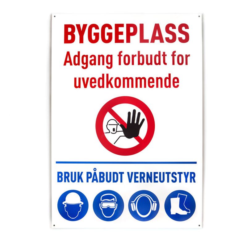 Byggeplass skilt 60x85 cm
